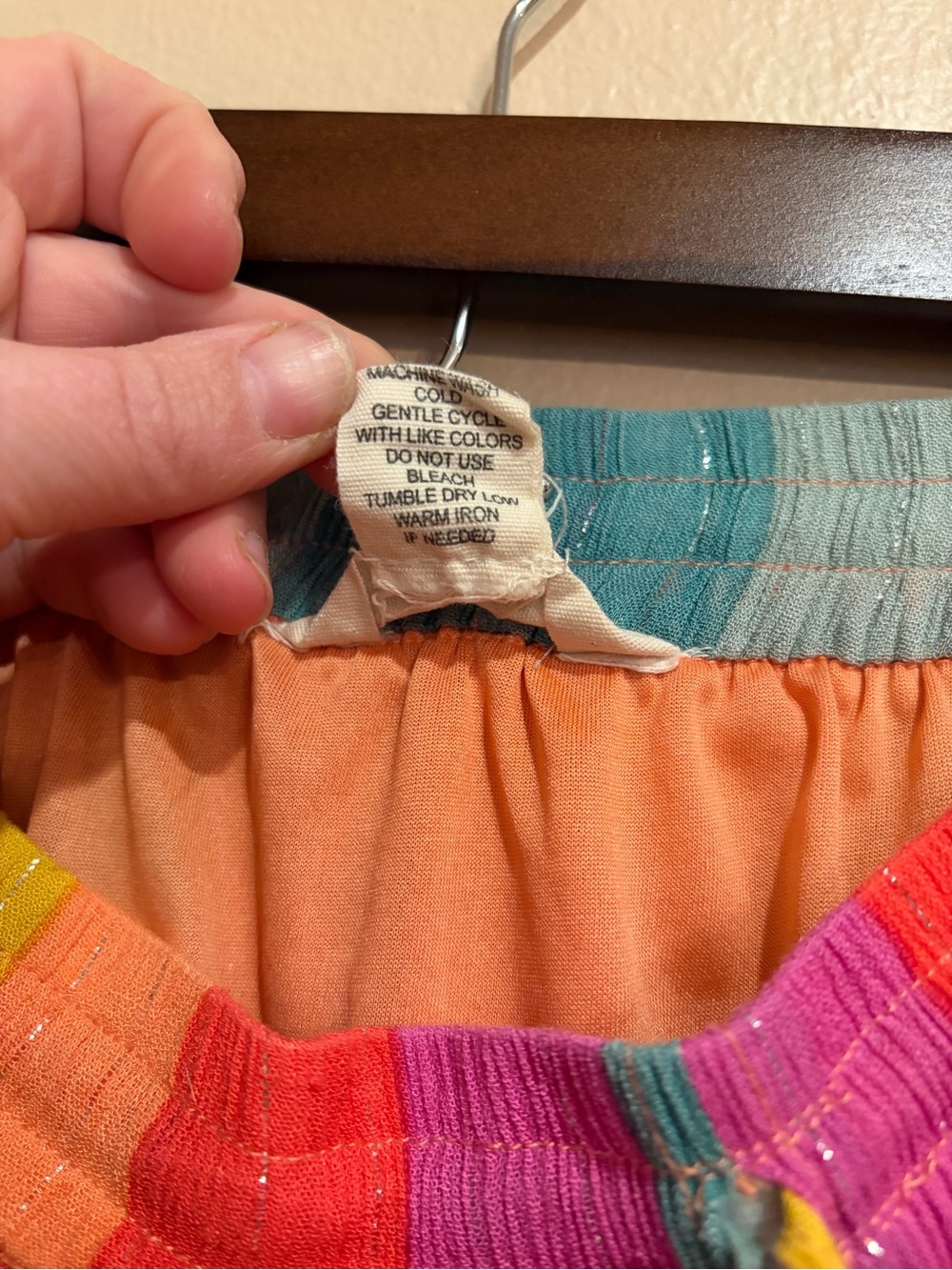 Bright Rainbow Ankle Skirt, Rayon, Flowy, Boho, Woman’s size L - Picture 5 of 5
